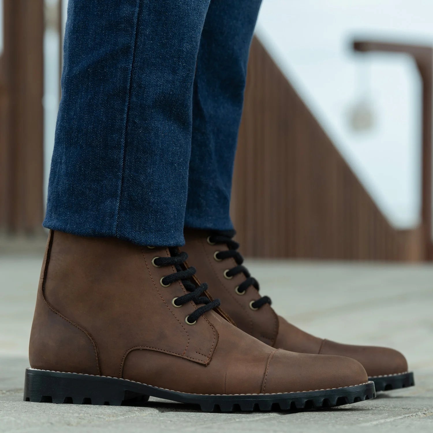 Knight Derby Waxed Brown Pullup Leather Boots - TerraGrip by Dash Racegear - men Leather Shoes view 7