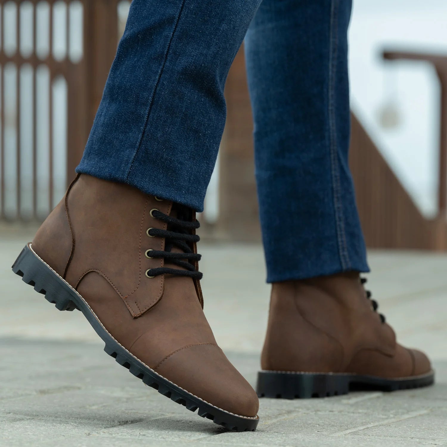 Knight Derby Waxed Brown Pullup Leather Boots - TerraGrip by Dash Racegear - men Leather Shoes view 9