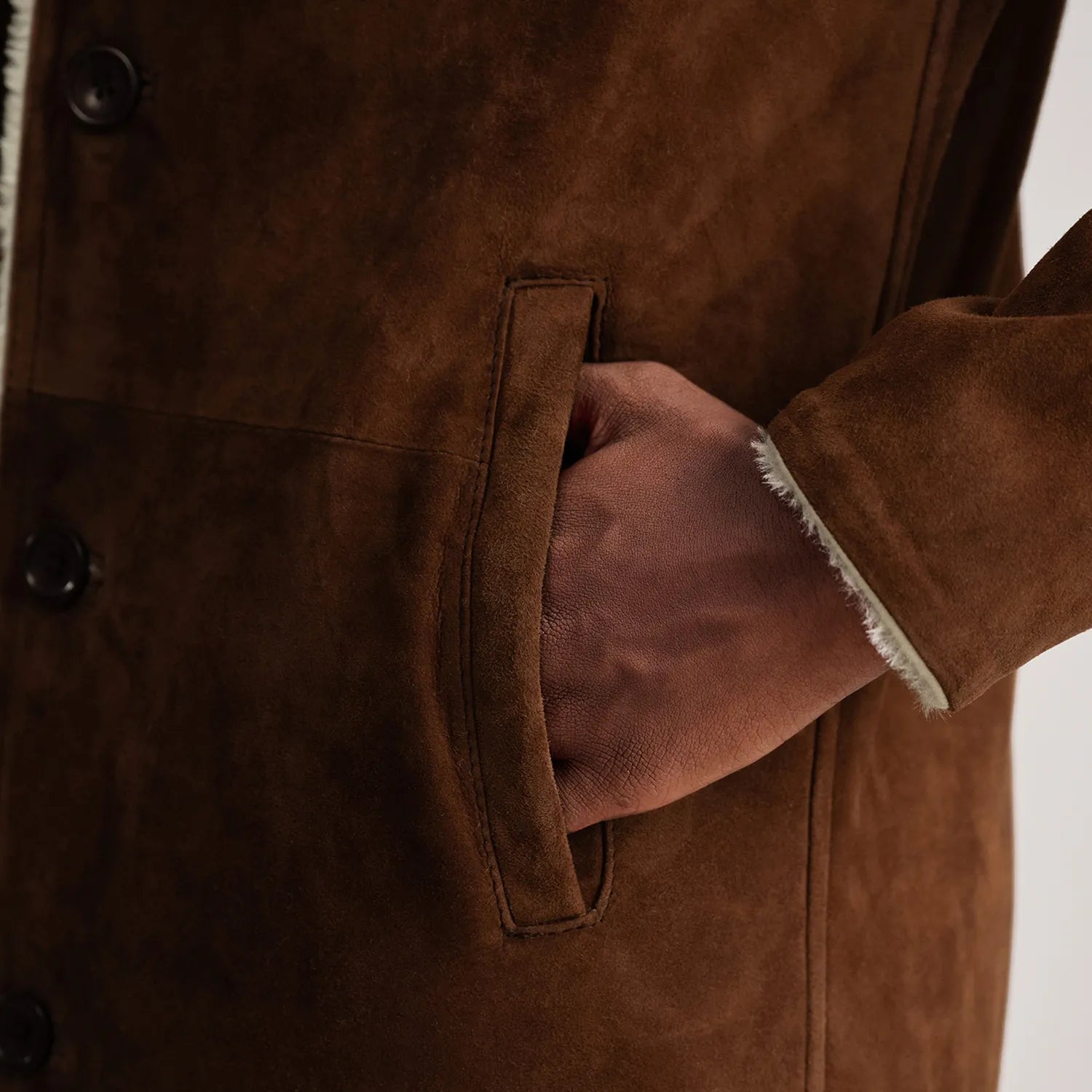 Kolby Brown Suede Shearling Coat by Dash Racegear - men Jacket view 6