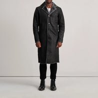 Kolby Distressed Black Leather Shearling Coat by Dash Racegear - men Jacket view 3