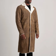 Kolby Distressed Brown Leather Shearling Coat by Dash Racegear - men Jacket view 2