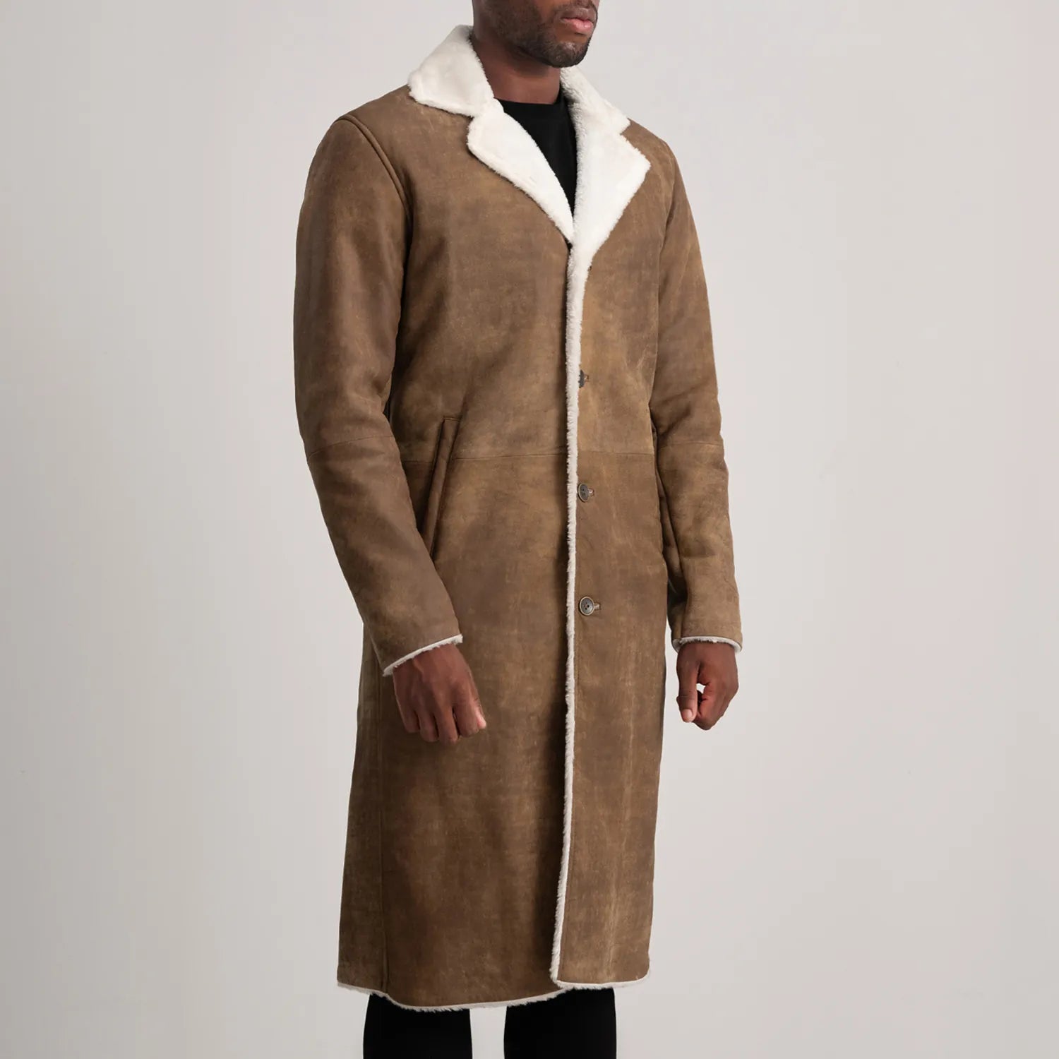 Kolby Distressed Brown Leather Shearling Coat by Dash Racegear - men Jacket view 2
