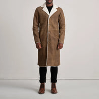 Kolby Distressed Brown Leather Shearling Coat by Dash Racegear - men Jacket view 3