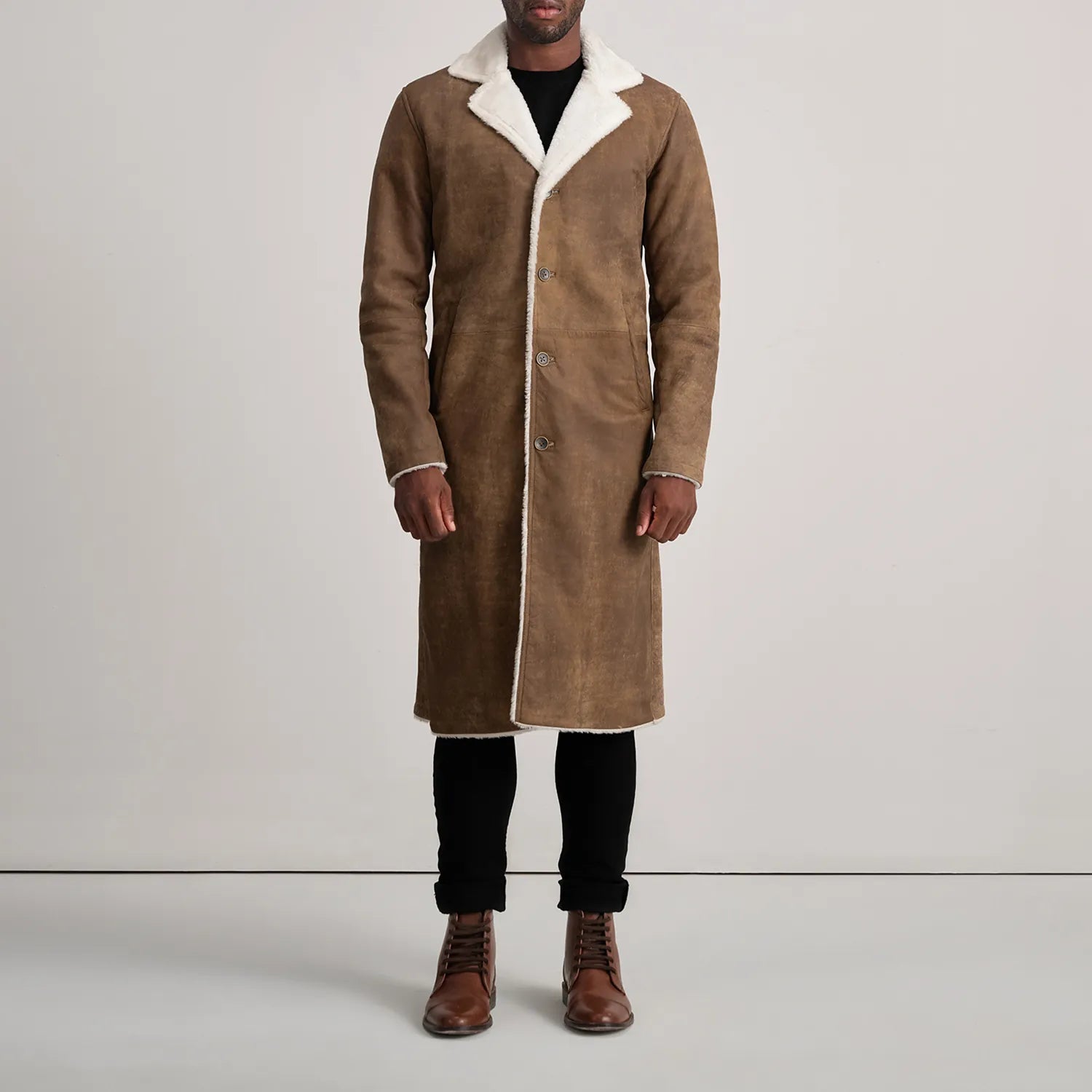 Kolby Distressed Brown Leather Shearling Coat by Dash Racegear - men Jacket view 3