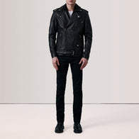 Kole Black Leather Double Rider Jacket by Dash Racegear - men Jacket view 2
