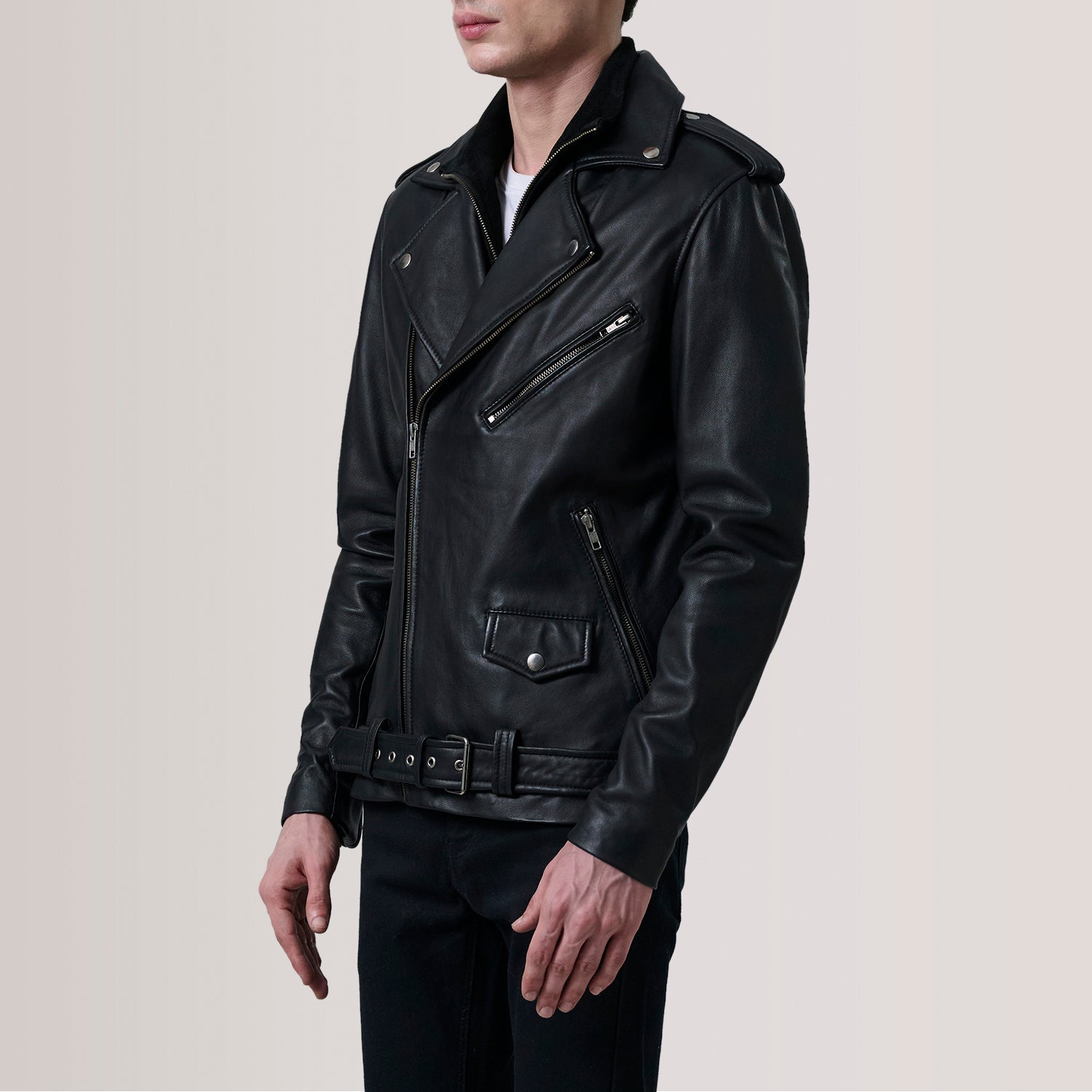 Kole Black Leather Double Rider Jacket by Dash Racegear - men Jacket view 3