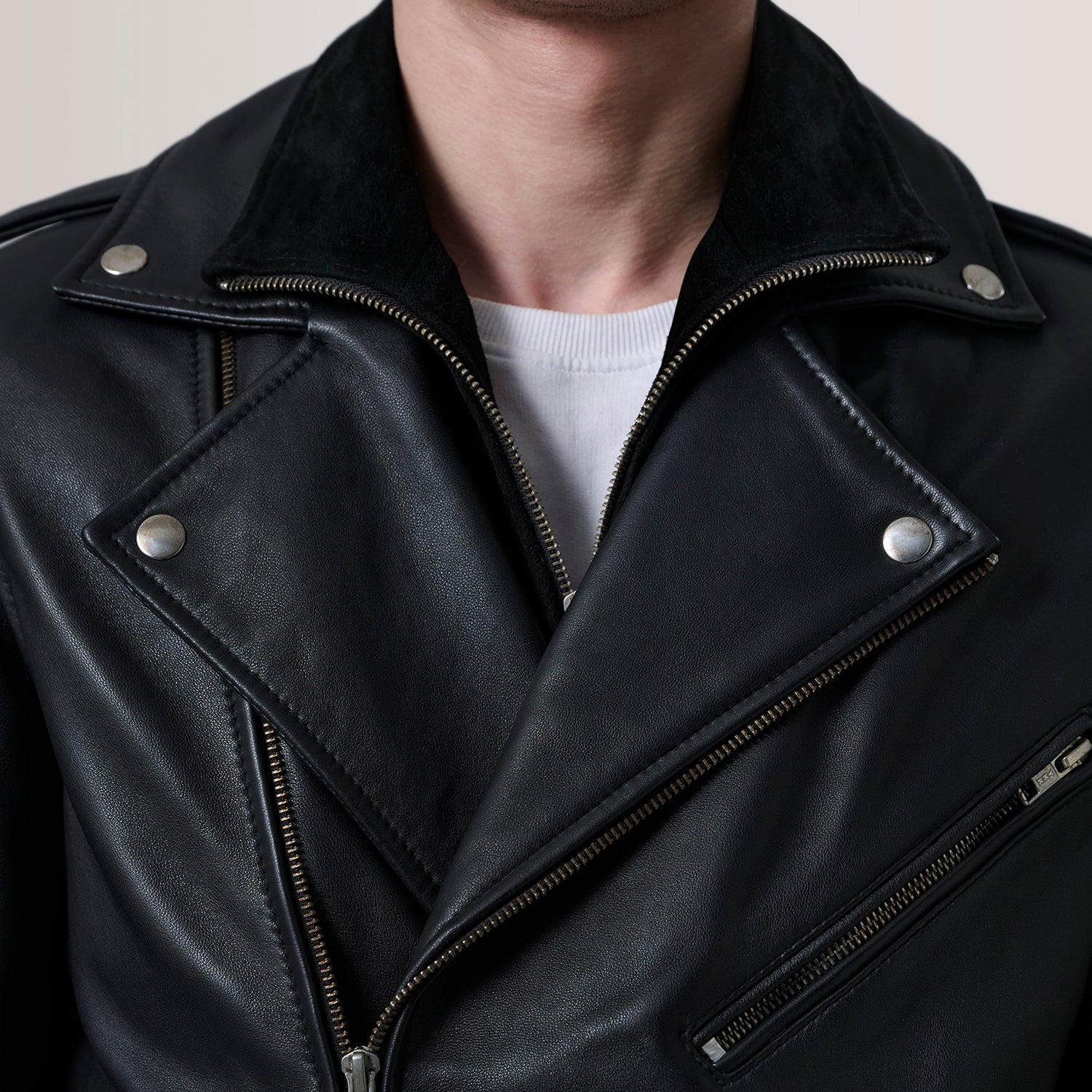 Kole Black Leather Double Rider Jacket by Dash Racegear - men Jacket view 6