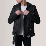 Kole Distressed Black Leather Double Rider Jacket by Dash Racegear - men Jacket view 1