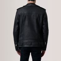 Kole Distressed Black Leather Double Rider Jacket by Dash Racegear - men Jacket view 4