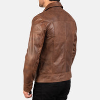 Lavendard Brown Leather Biker Jacket by Dash Racegear - men Jacket view 6