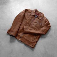Lavendard Brown Leather Biker Jacket by Dash Racegear - men Jacket view 7