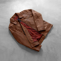 Lavendard Brown Leather Biker Jacket by Dash Racegear - men Jacket view 8