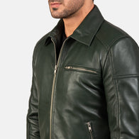 Lavendard Green Leather Biker Jacket by Dash Racegear - men Jacket view 5