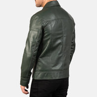 Lavendard Green Leather Biker Jacket by Dash Racegear - men Jacket view 6