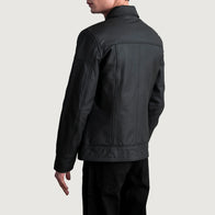 Lavendard Matte Black Leather Biker Jacket by Dash Racegear - men Jacket view 6