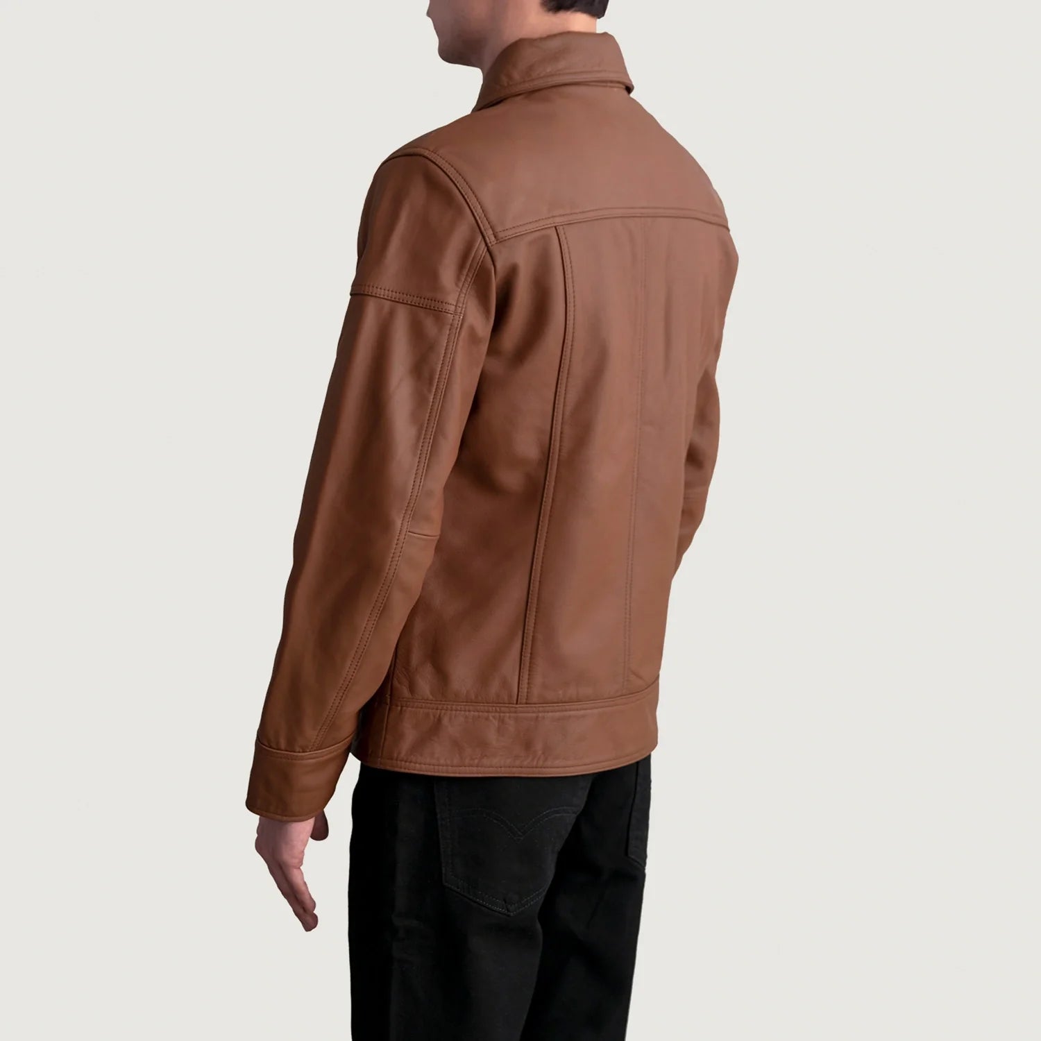 Lavendard Matte Brown Leather Biker Jacket by Dash Racegear - men Jacket view 6