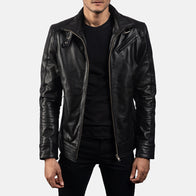 Legacy Black Leather Biker Jacket by Dash Racegear - men Jacket view 1