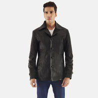Leo Black Leather Coat by Dash Racegear - men Jacket view 1