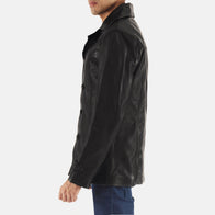 Leo Black Leather Coat by Dash Racegear - men Jacket view 4