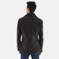 Leo Black Leather Coat by Dash Racegear - men Jacket view 5