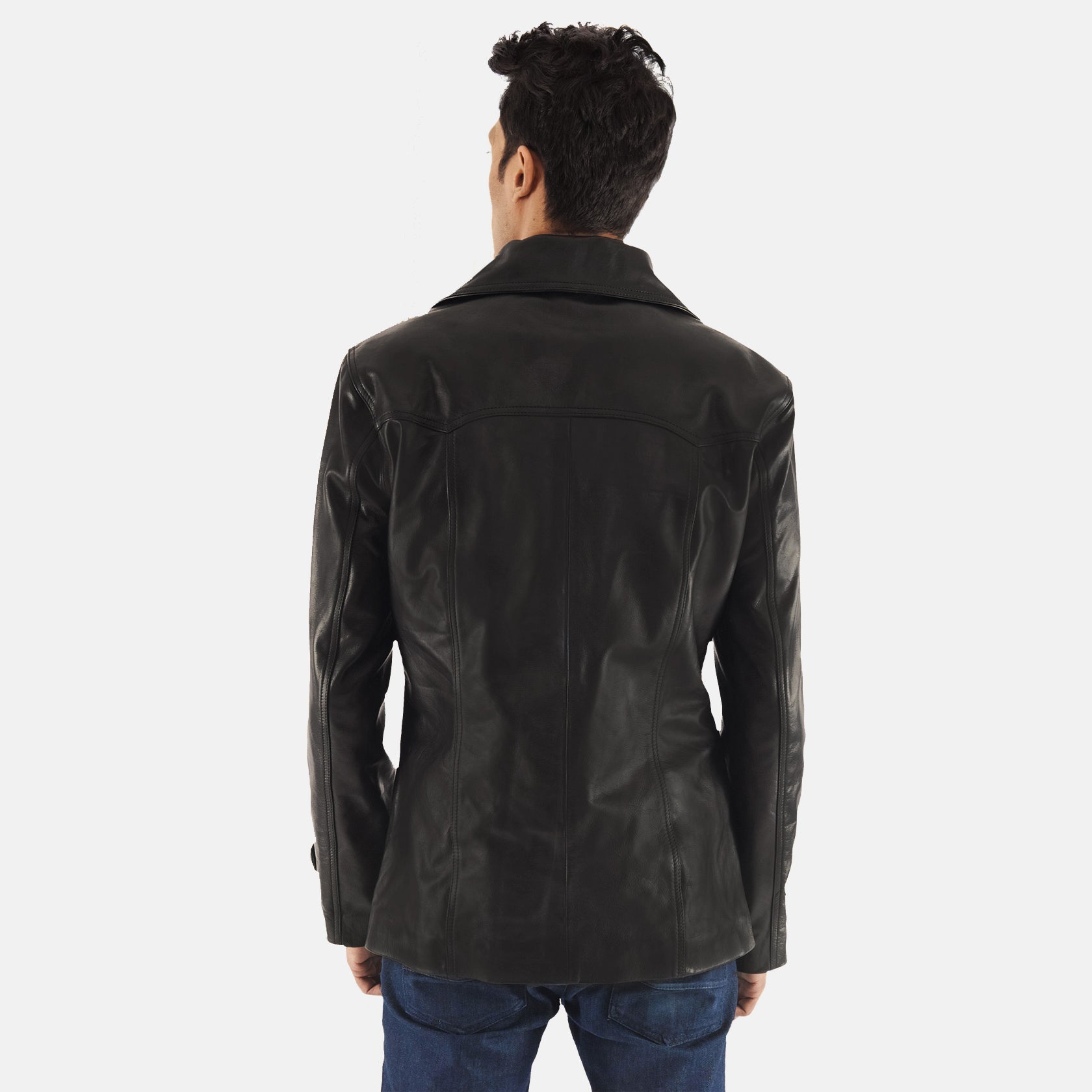 Leo Black Leather Coat by Dash Racegear - men Jacket view 5