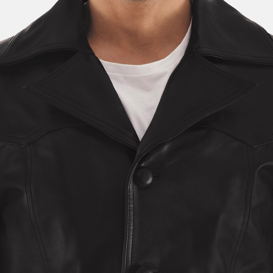 Leo Black Leather Coat by Dash Racegear - men Jacket view 6