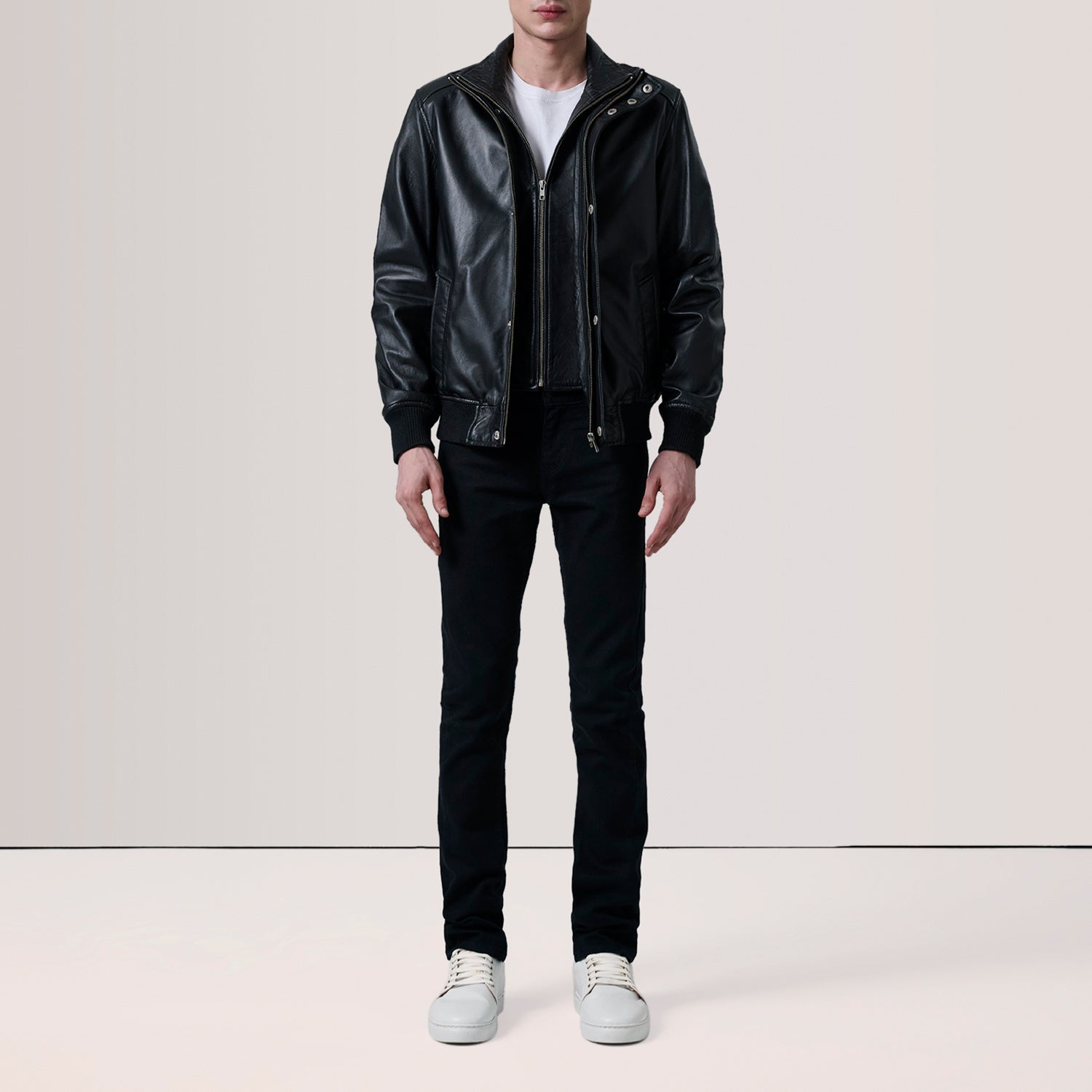 Lester Black Leather Bomber Jacket by Dash Racegear - men Jacket view 2