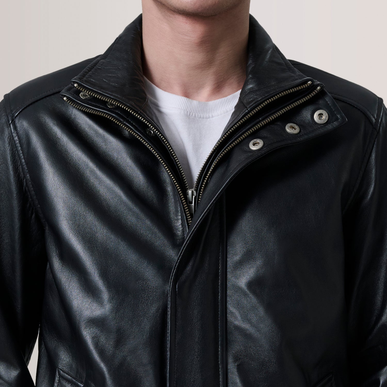 Lester Black Leather Bomber Jacket by Dash Racegear - men Jacket view 6