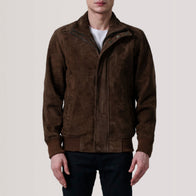 Lester Brown Suede Bomber Jacket by Dash Racegear - men Jacket view 3