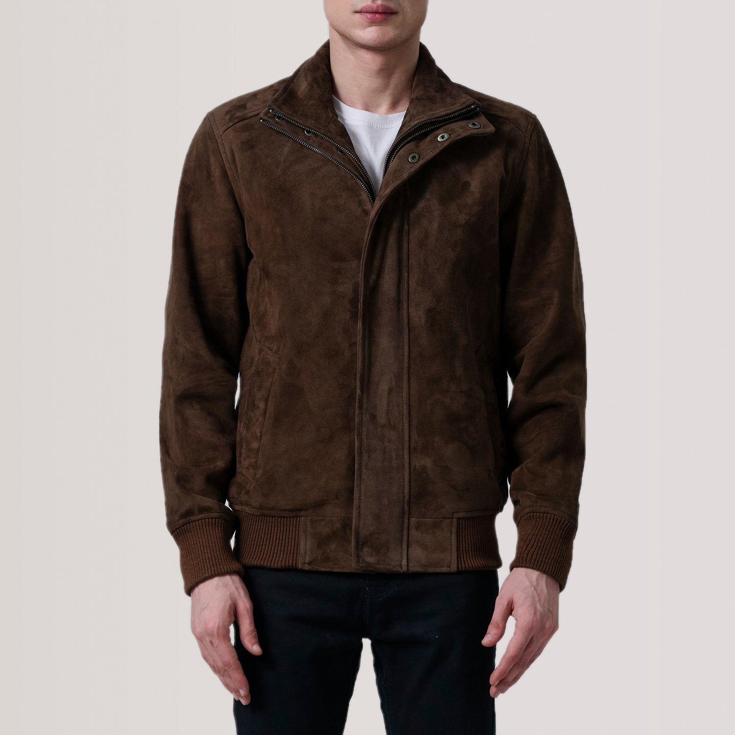 Lester Brown Suede Bomber Jacket by Dash Racegear - men Jacket view 3