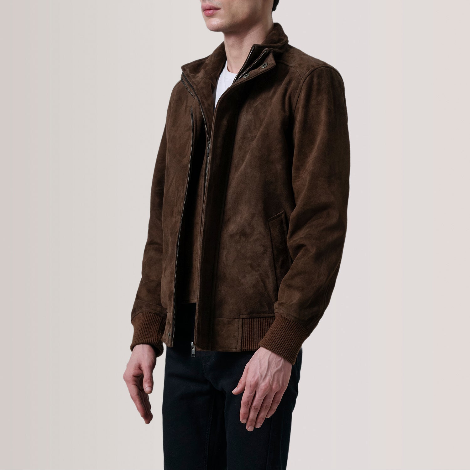 Lester Brown Suede Bomber Jacket by Dash Racegear - men Jacket view 4