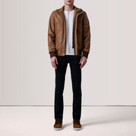 Lester Tan Leather Bomber Jacket by Dash Racegear - men Jacket view 2