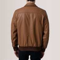 Lester Tan Leather Bomber Jacket by Dash Racegear - men Jacket view 5