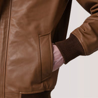 Lester Tan Leather Bomber Jacket by Dash Racegear - men Jacket view 6