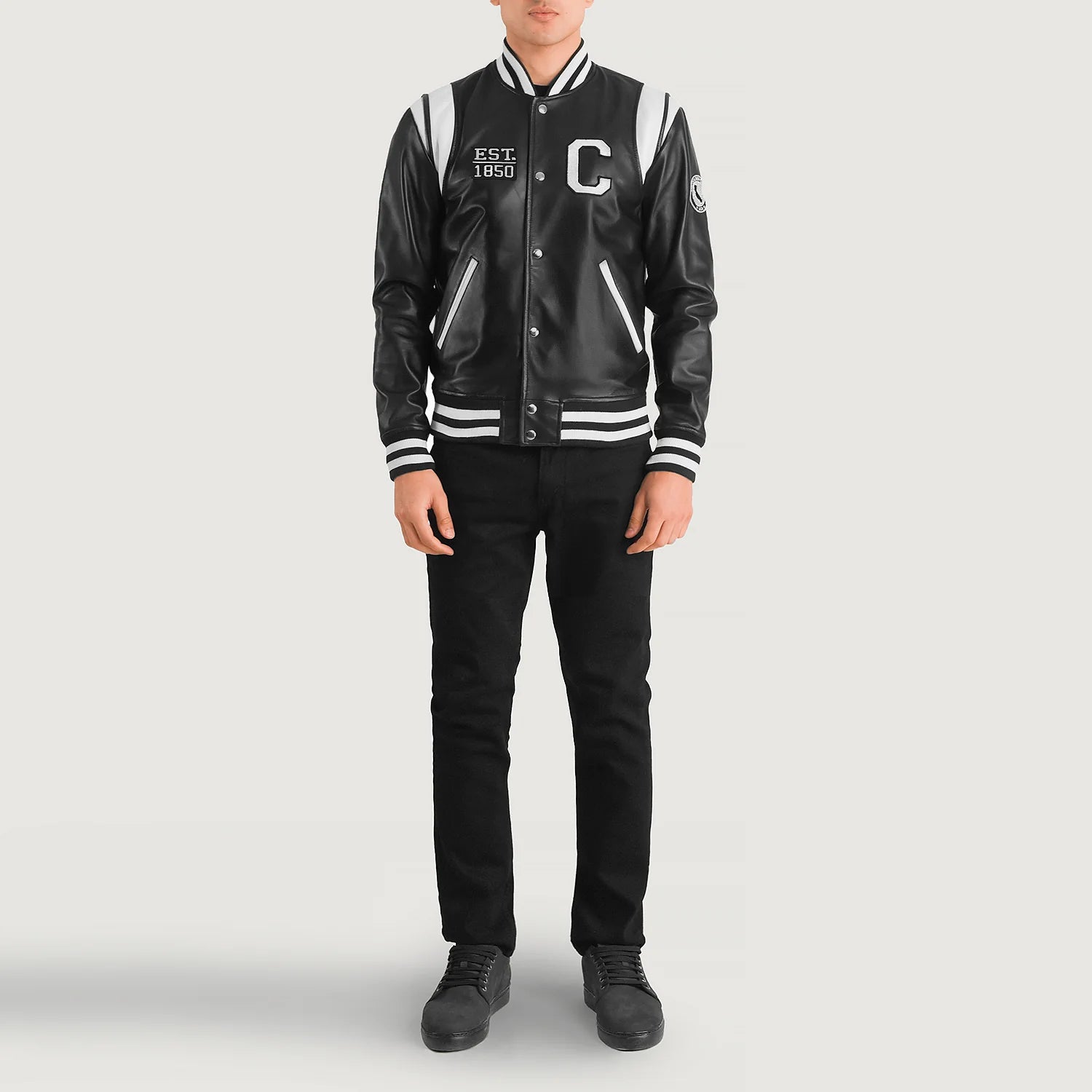 Liberte California Black Leather Varsity Jacket by Dash Racegear - men Jacket view 3