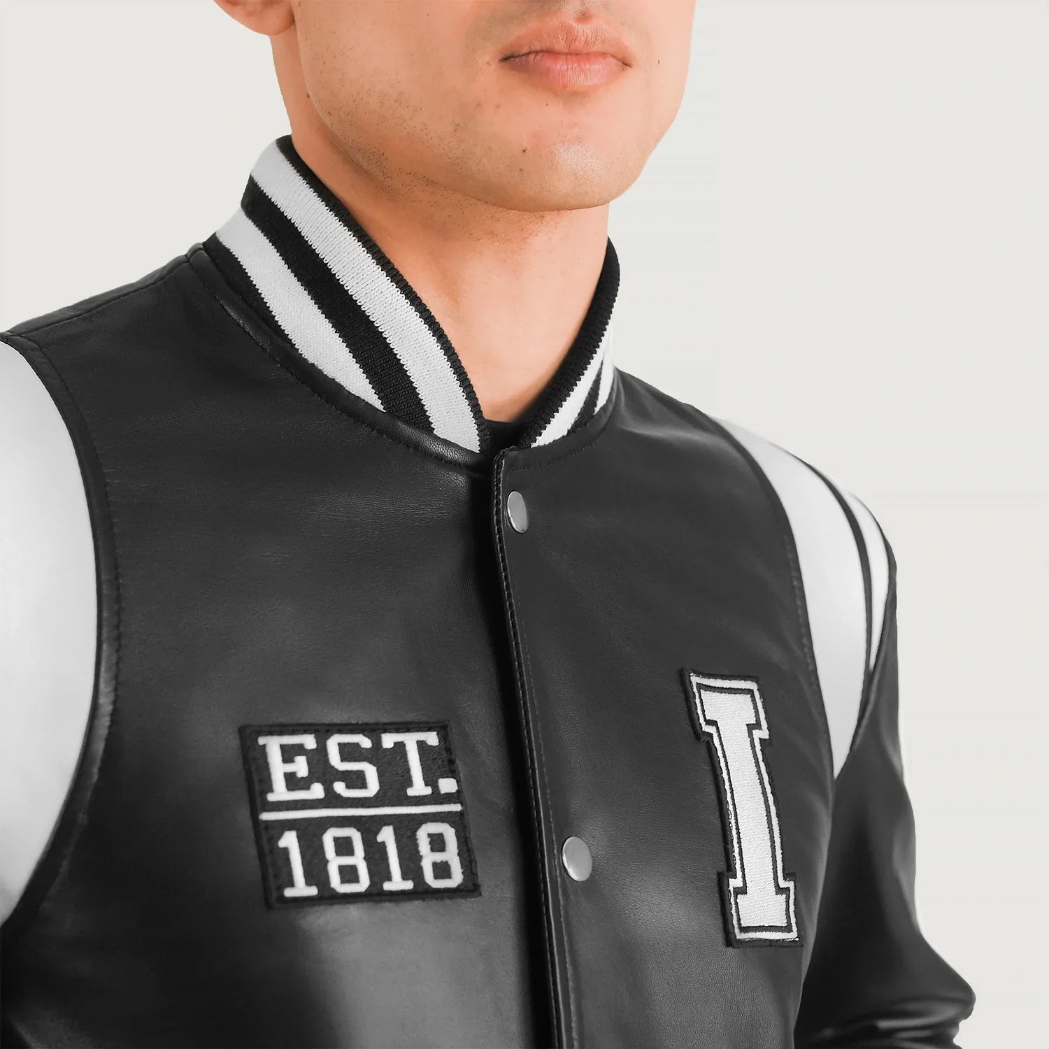 Liberte Illinois Black Leather Varsity Jacket by Dash Racegear - men Jacket view 4