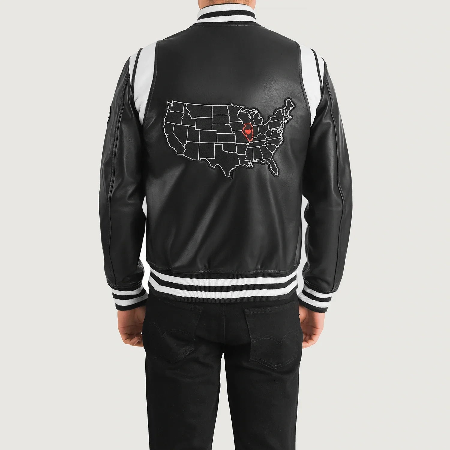 Liberte Illinois Black Leather Varsity Jacket by Dash Racegear - men Jacket view 5