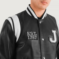Liberte New Jersey Black Leather Varsity Jacket by Dash Racegear - men Jacket view 4