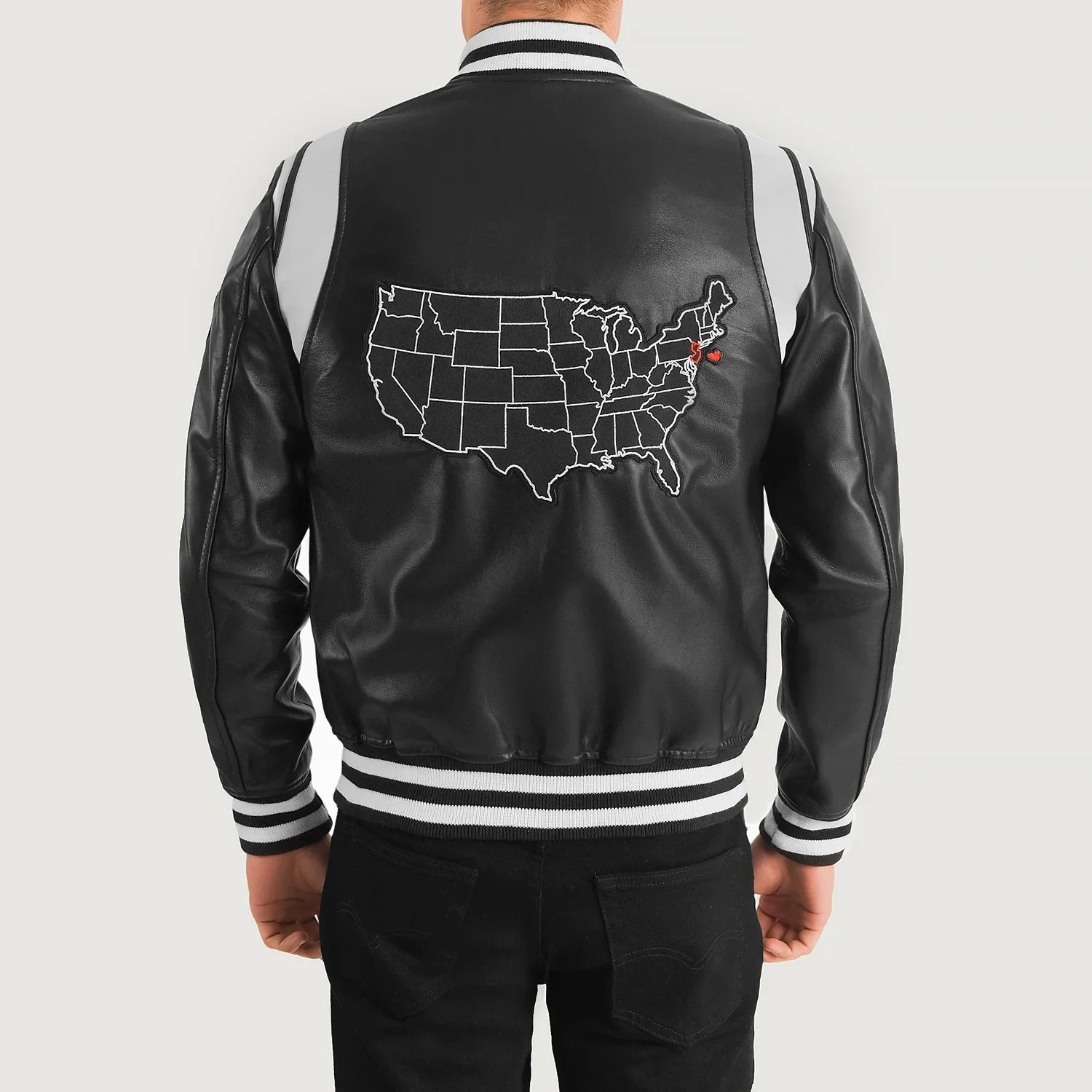 Liberte New Jersey Black Leather Varsity Jacket by Dash Racegear - men Jacket view 5