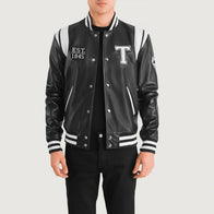Liberte Texas Black Leather Varsity Jacket by Dash Racegear - men Jacket view 1