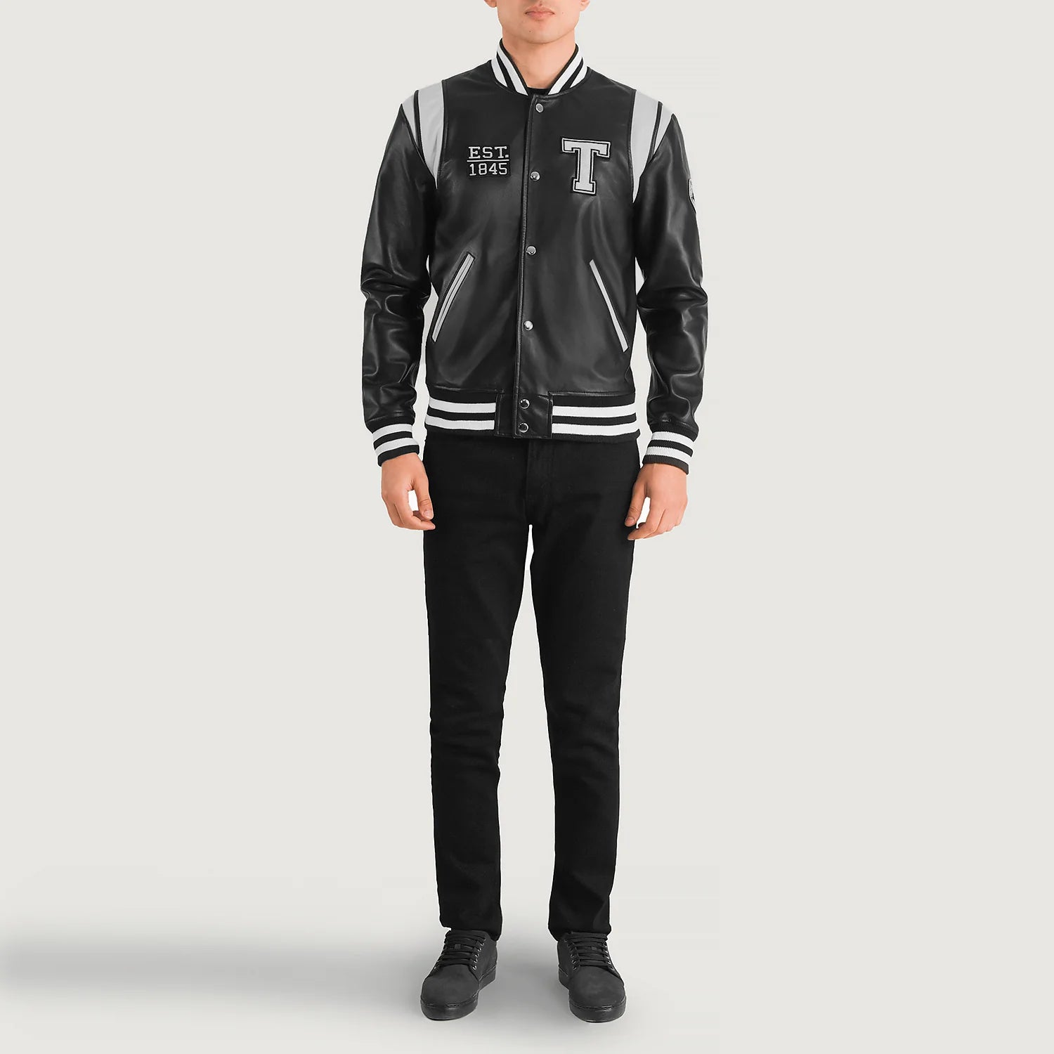 Liberte Texas Black Leather Varsity Jacket by Dash Racegear - men Jacket view 3