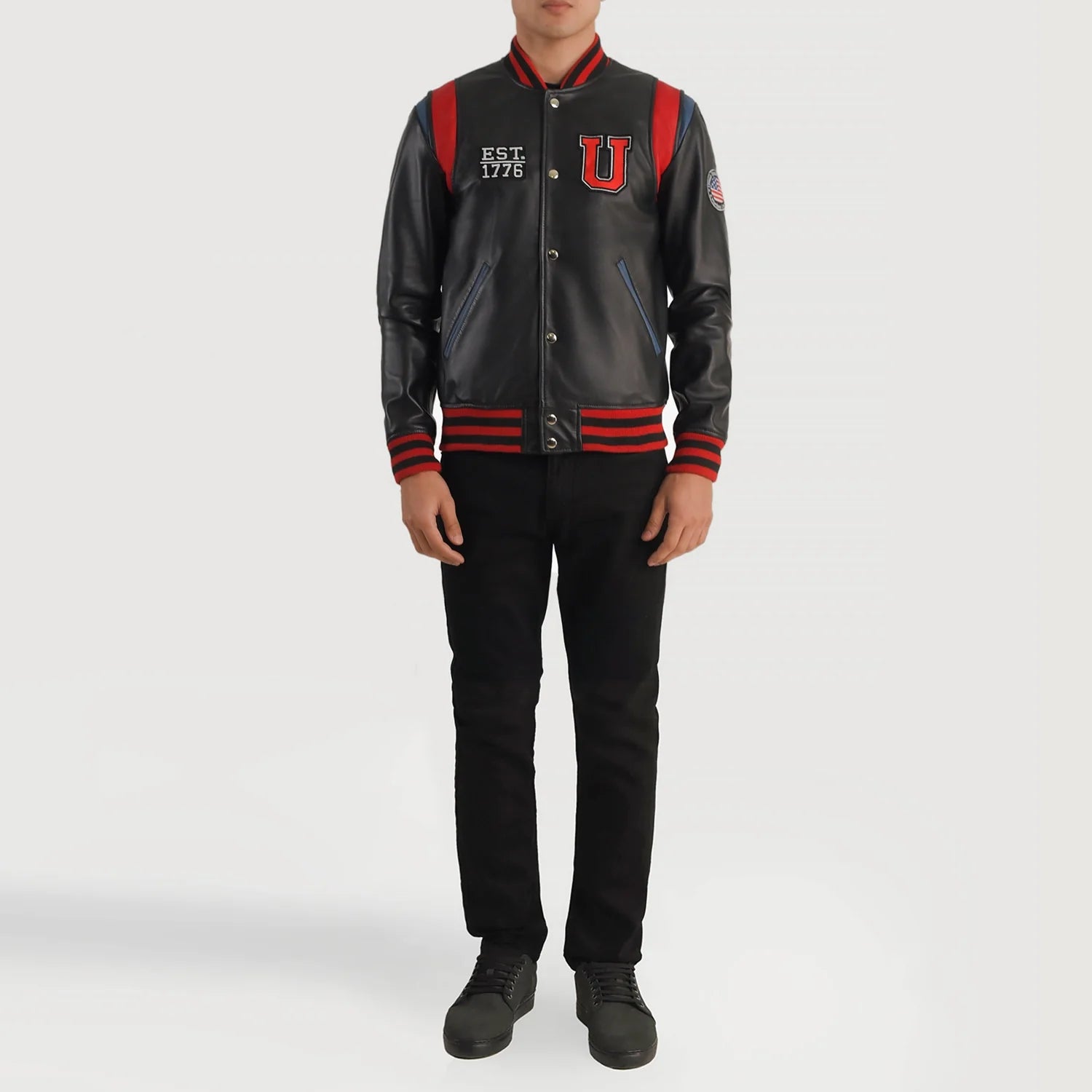 Liberte USA Black Leather Varsity Jacket by Dash Racegear - men Jacket view 5