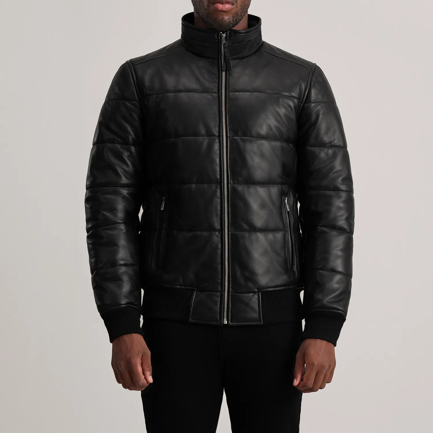 Lucas Black Leather Puffer Bomber Jacket by Dash Racegear - men Jacket view 4