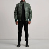 Lucas Green Leather Puffer Bomber Jacket by Dash Racegear - men Jacket view 3