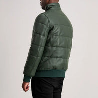 Lucas Green Leather Puffer Bomber Jacket by Dash Racegear - men Jacket view 5