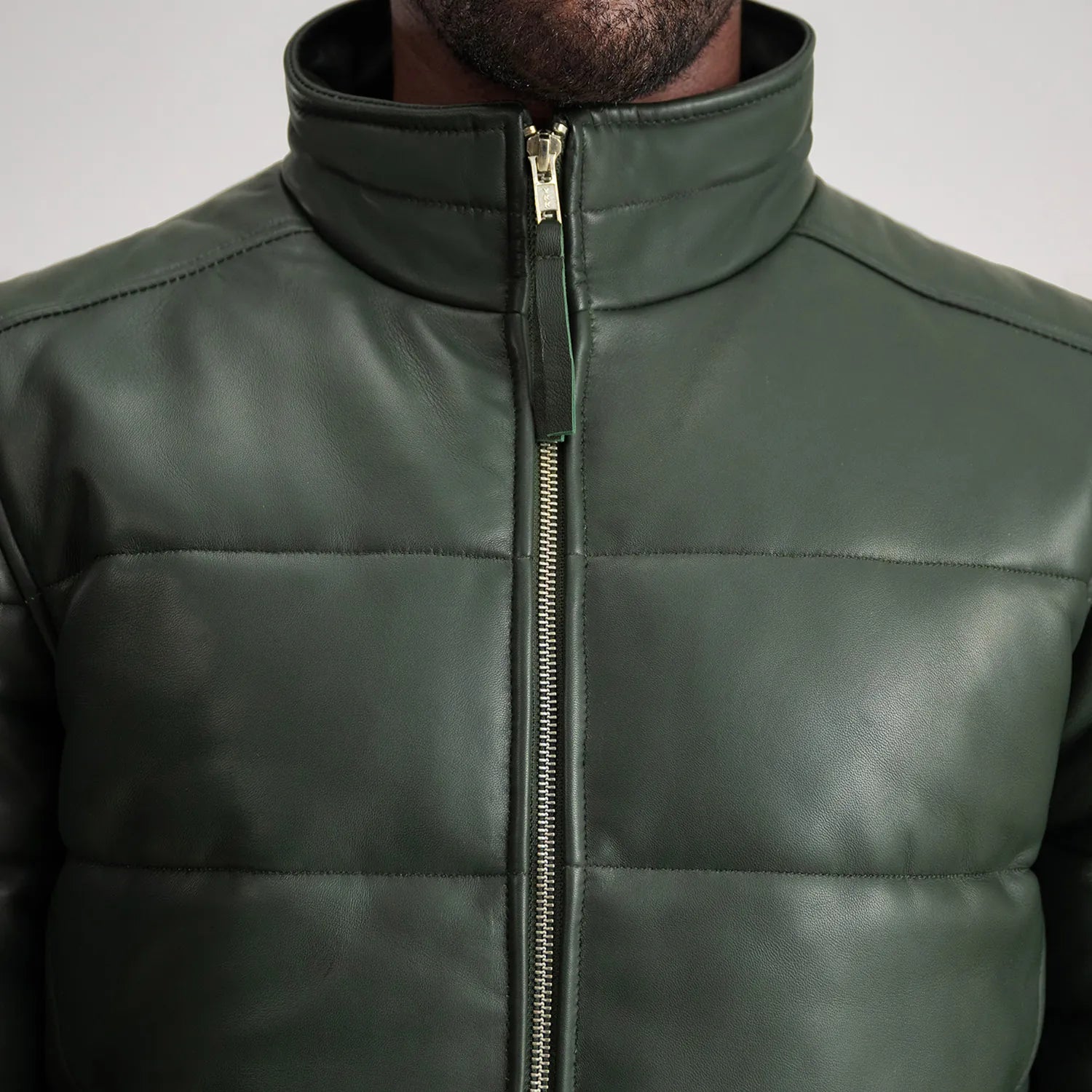 Lucas Green Leather Puffer Bomber Jacket by Dash Racegear - men Jacket view 6