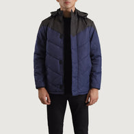 Luka Black & Blue Hooded Puffer Jacket by Dash Racegear - men Jacket view 1