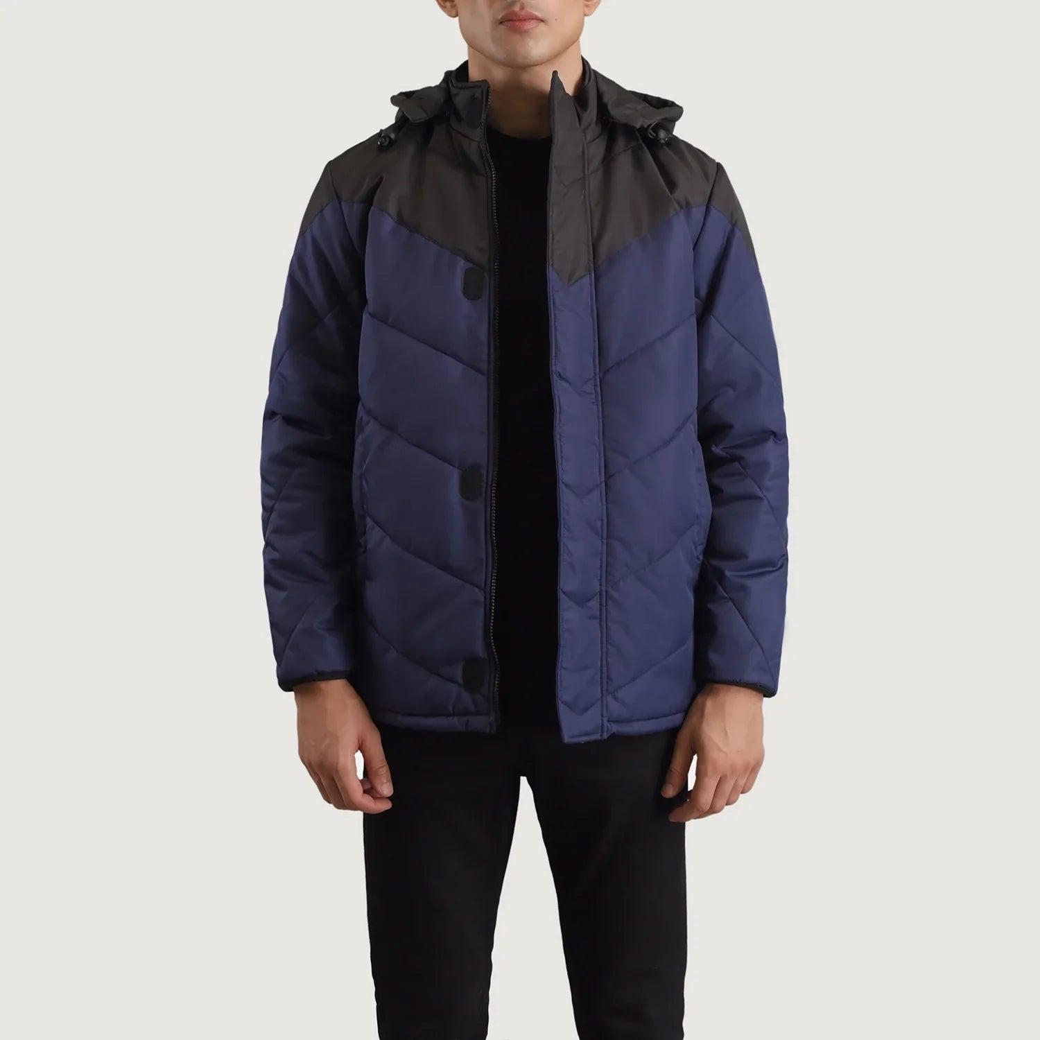 Luka Black & Blue Hooded Puffer Jacket by Dash Racegear - men Jacket view 1