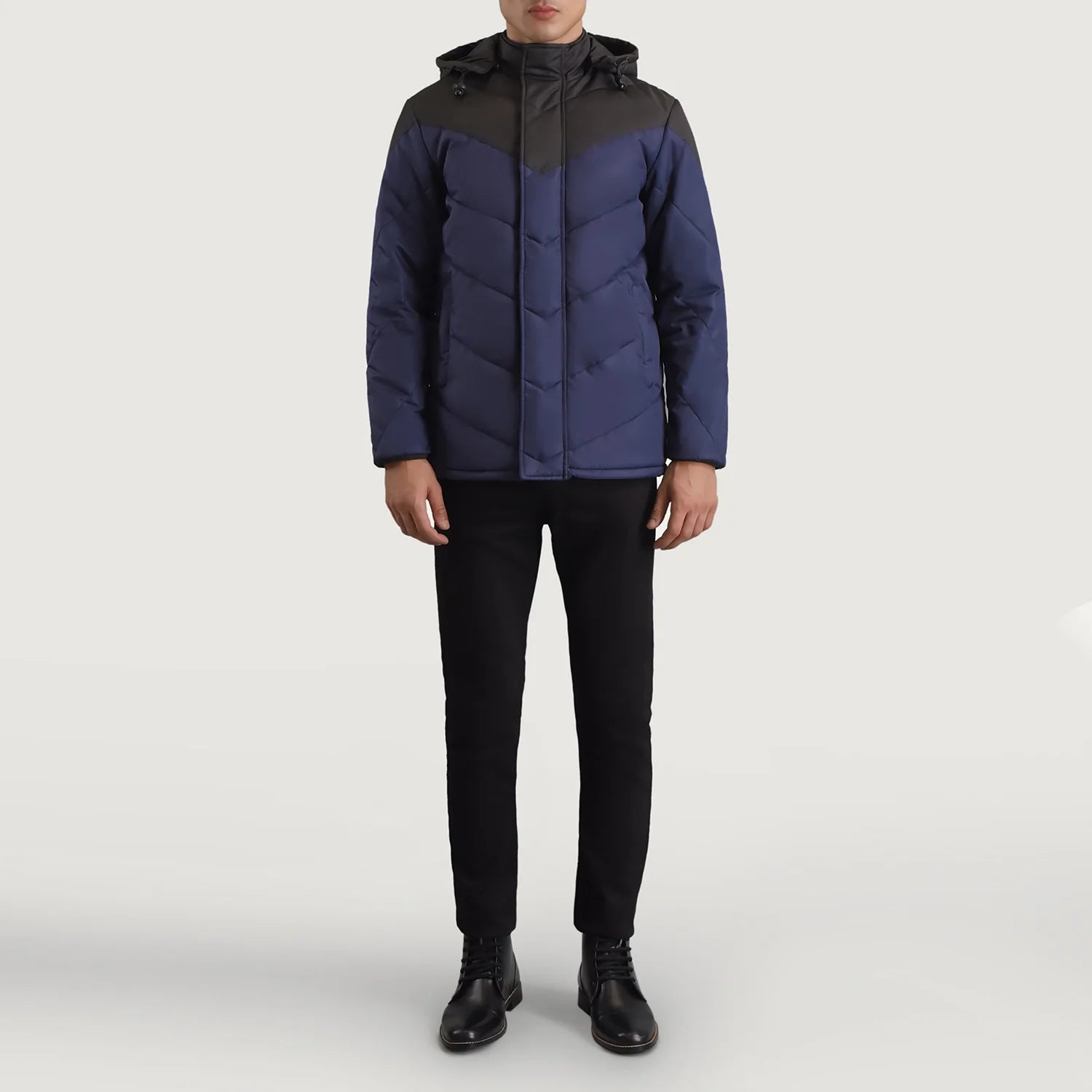 Luka Black & Blue Hooded Puffer Jacket by Dash Racegear - men Jacket view 3