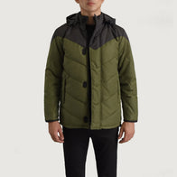 Luka Black & Green Hooded Puffer Jacket by Dash Racegear - men Jacket view 1